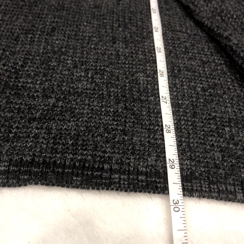 Daisy Fuentes longline cardigan Sweater waffle texture Cream & gray soft belt LG - Picture 9 of 9